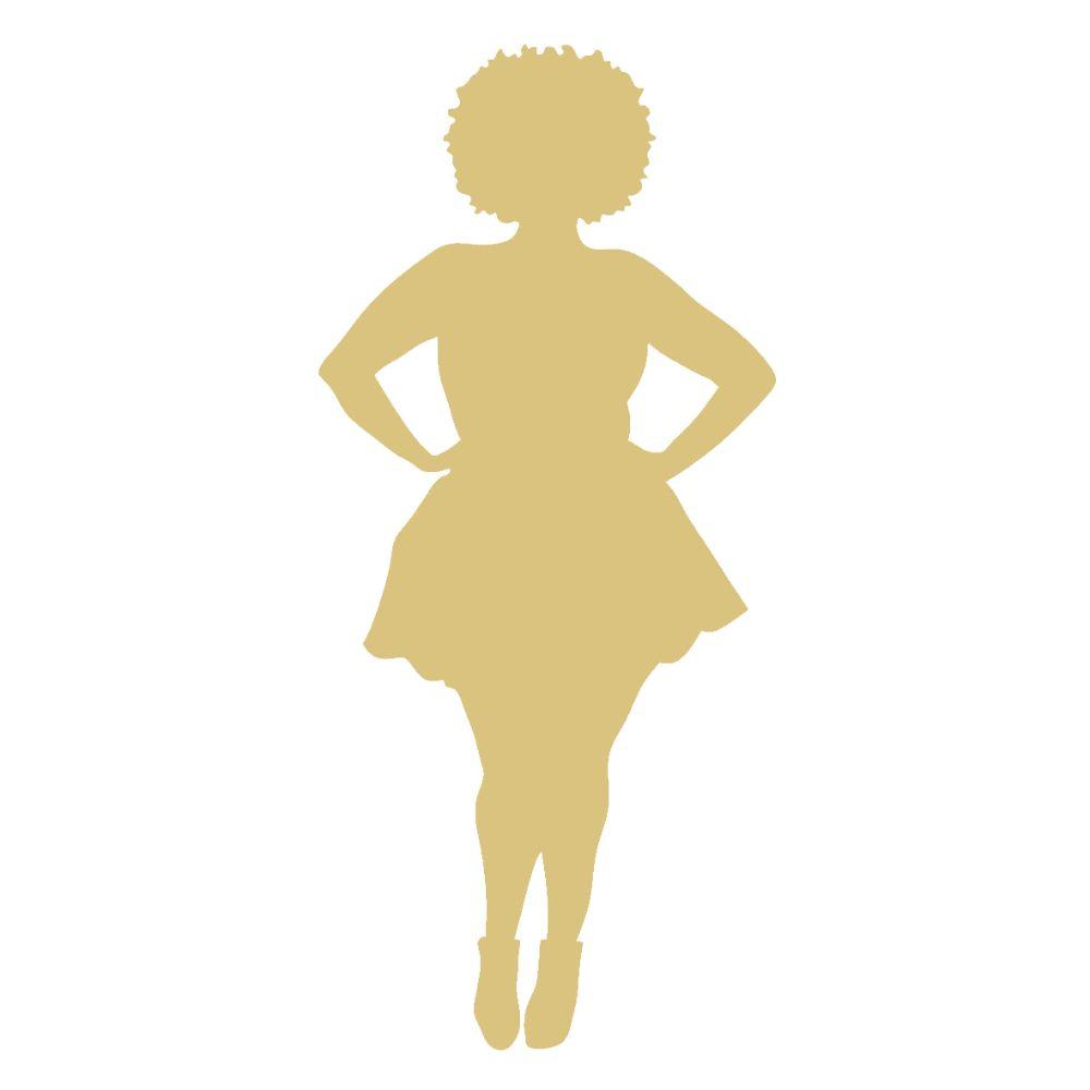 Basic Shape Woman MDF Cutout Silhouette In Dress - Unfinished For DIY