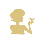 Basic Shape Woman MDF Cutout Wine Glass Silhouette - Unfinished For DIY