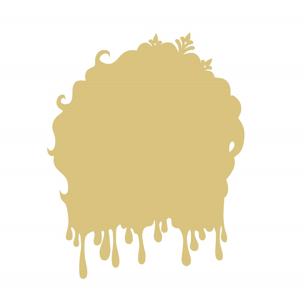 Basic Shape Silhouette MDF Cutout Elegant Woman With Ornate Hair Dripping Edge - Unfinished For DIY