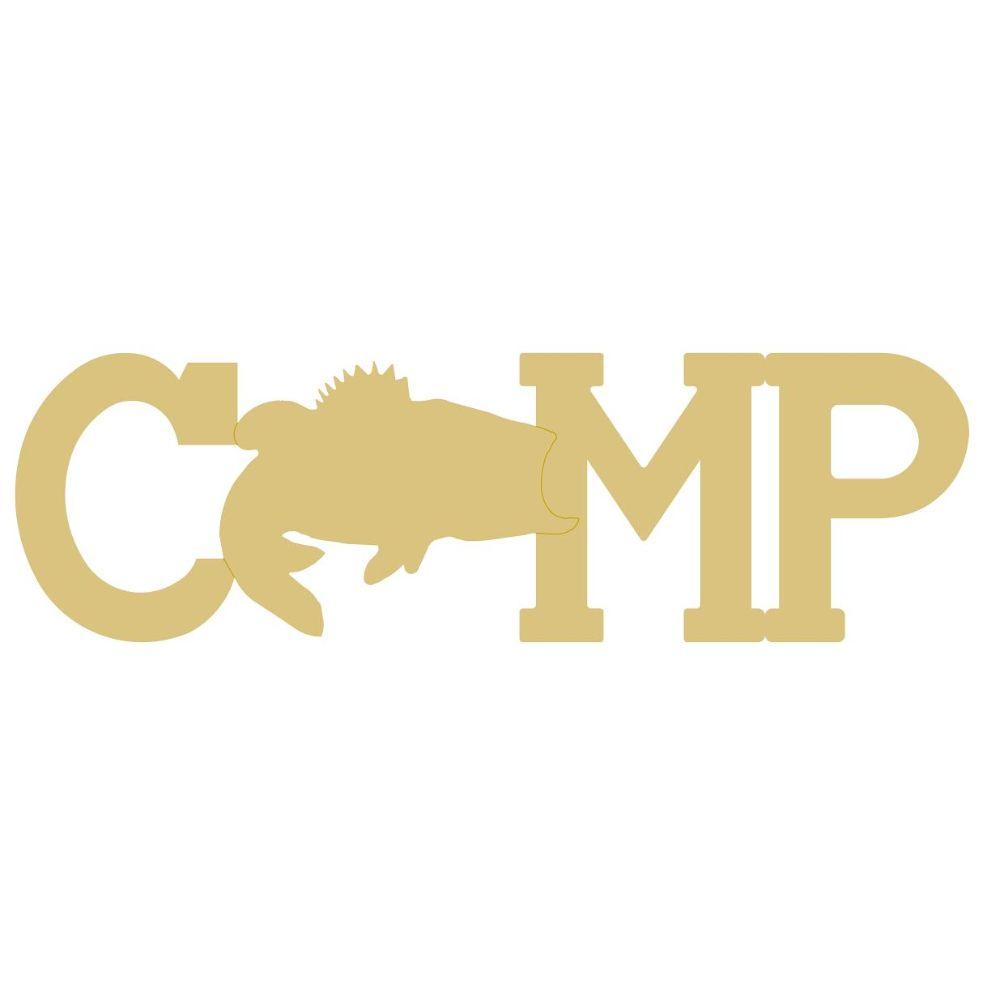 Basic Shape Word MDF Cutout Bass Silhouette Across CAMP Letters - Unfinished For DIY