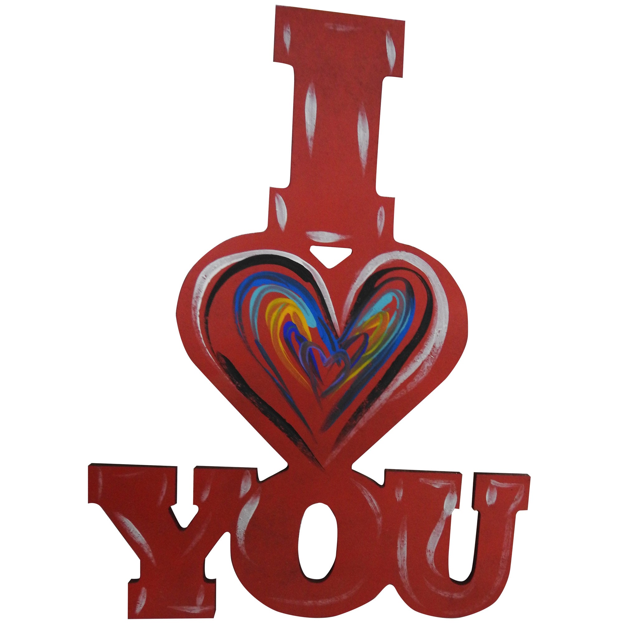 Basic Shape Words MDF Cutout I Heart You - Unfinished For DIY