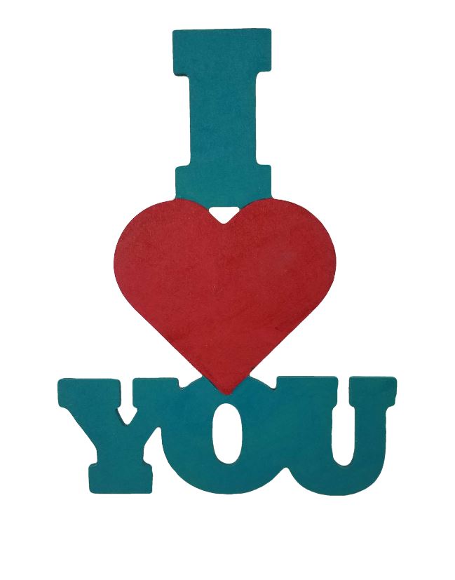 Basic Shape Words MDF Cutout I Heart You - Unfinished For DIY