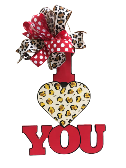 Basic Shape Words MDF Cutout I Heart You - Unfinished For DIY
