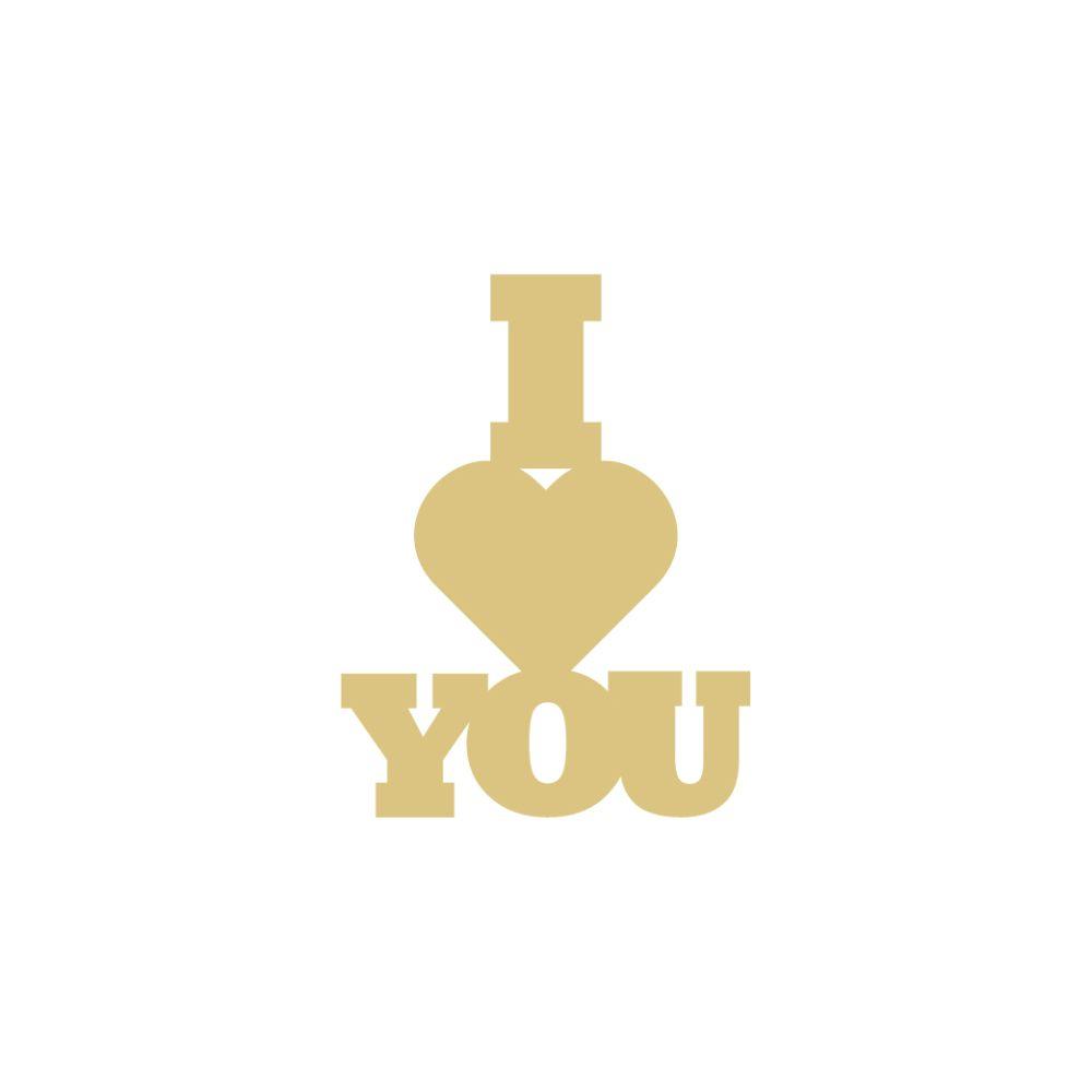 Basic Shape Words MDF Cutout I Heart You - Unfinished For DIY