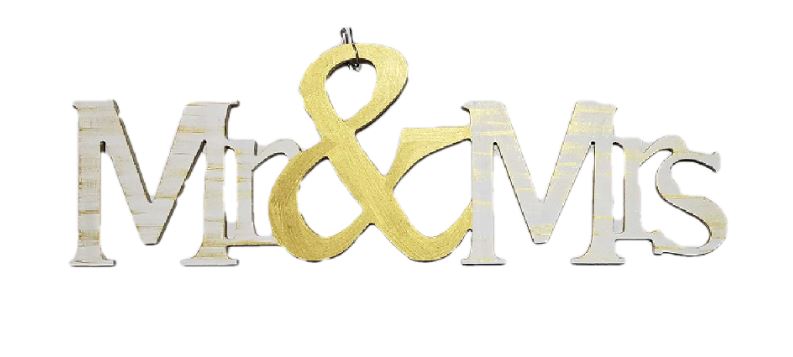 Basic Shape Word MDF Cutout Mr & Mrs Style 1 - Unfinished For DIY