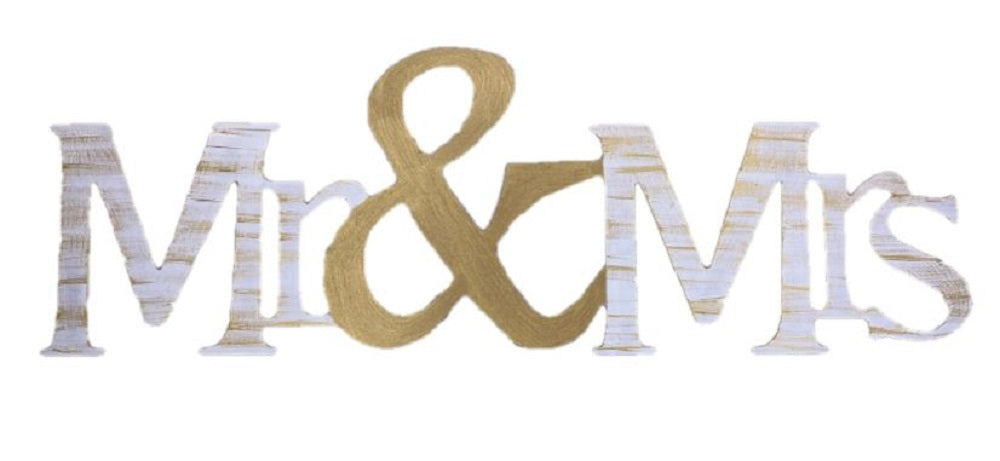 Basic Shape Word MDF Cutout Mr & Mrs Style 1 - Unfinished For DIY
