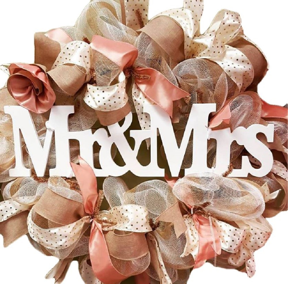 Basic Shape Word MDF Cutout Mr & Mrs Style 1 - Unfinished For DIY