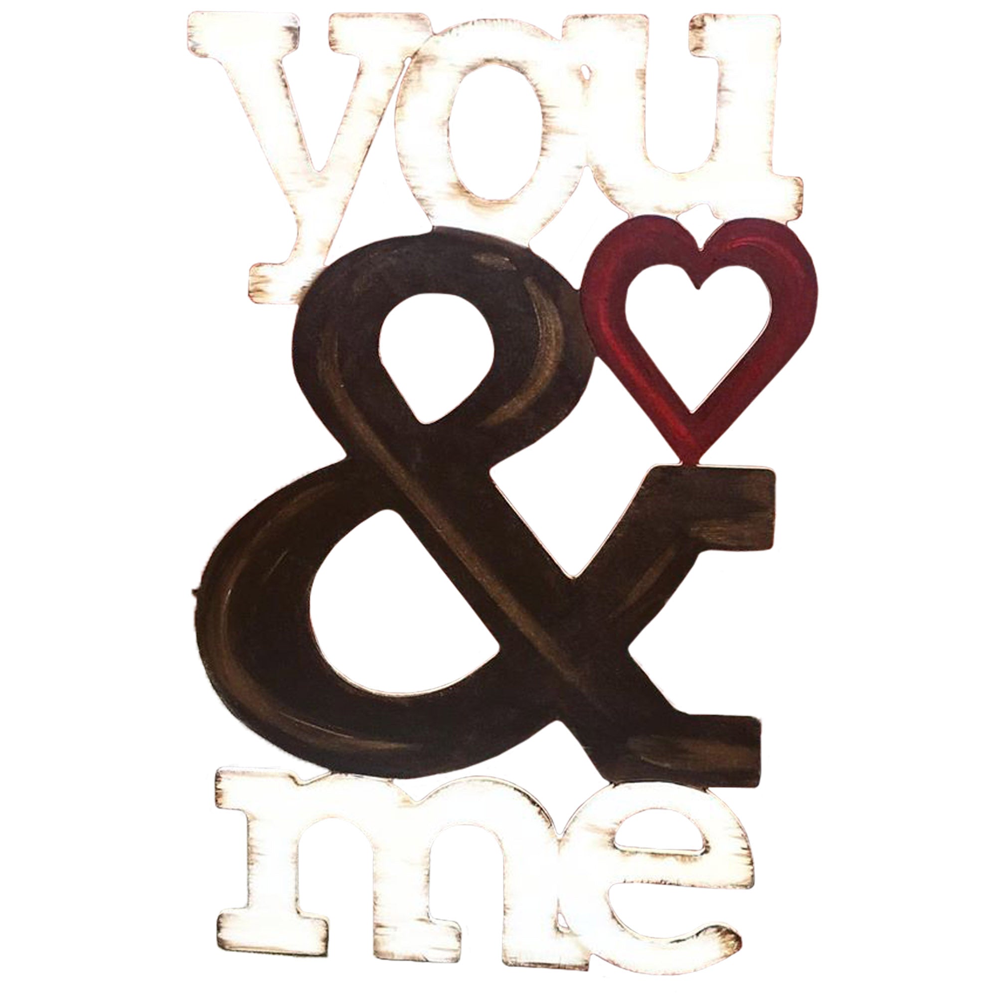 Basic Shape Word MDF Cutout You & Me Heart - Unfinished For DIY