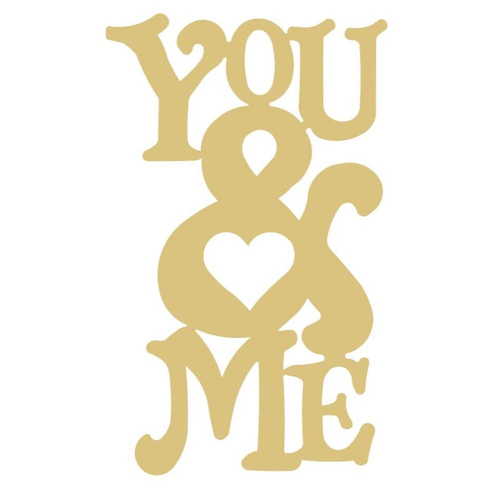 Basic Shape Word MDF Cutout You & Me Heart - Unfinished For DIY