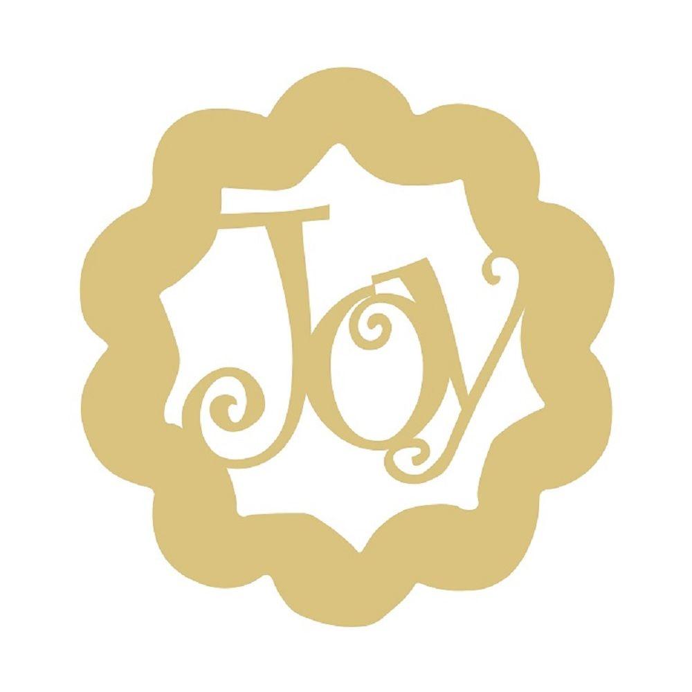 Basic Shape Wreath MDF Cutout With Joy - Unfinished For DIY