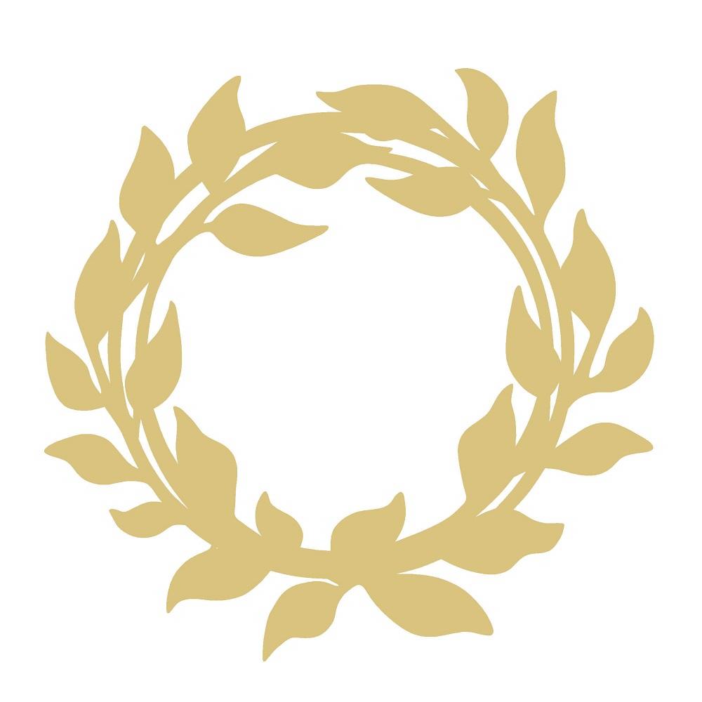 Basic Shape Round MDF Cutout Laurel Wreath - Unfinished For DIY