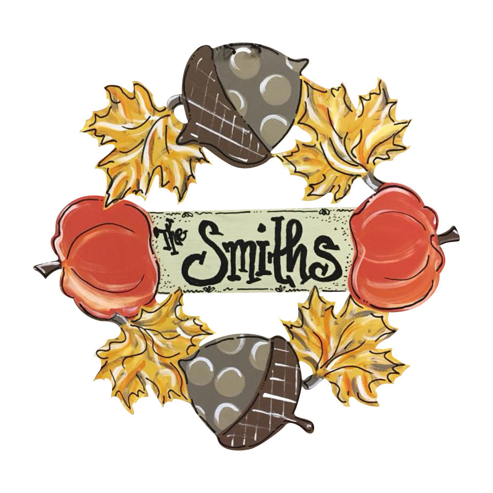 Basic Shape Wreath MDF Cutout Leaf And Pumpkin Decor - Unfinished For DIY