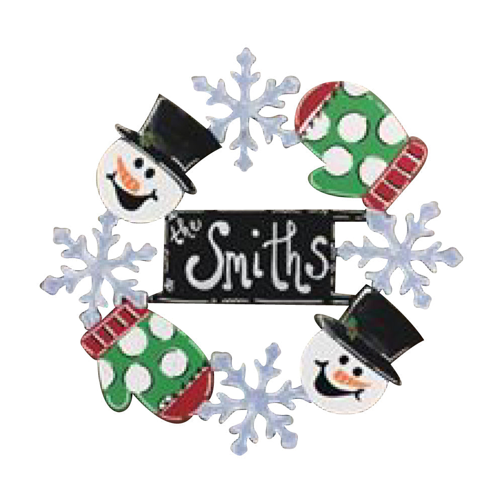 Basic Shape Wreath MDF Cutout Winter Mittens Snowflakes Ribbon - Unfinished For DIY