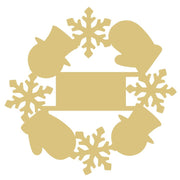 Basic Shape Wreath MDF Cutout Winter Mittens Snowflakes Ribbon - Unfinished For DIY