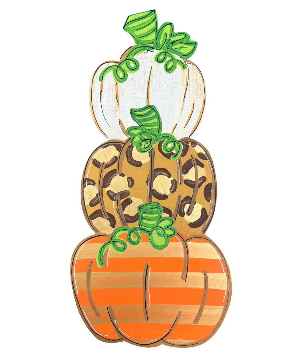 WAYWARD WHIMSY STACKED PUMPKINS WITH CHEETAH PRINT