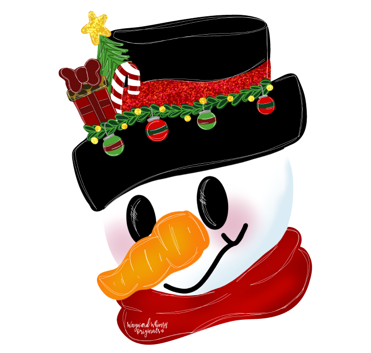 WAYWARD WHIMSY SNOWMAN HEAD WITH GIFTS ON HAT