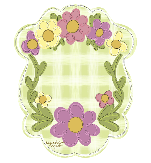 WAYWARD WHIMSY YELLOWISH PLAQUE WITH PURPLE FLOWERS