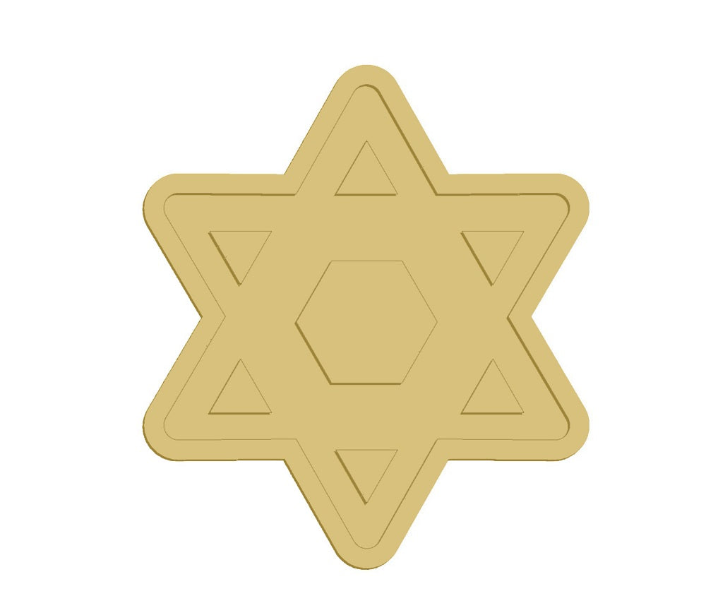 3D Star Of David MDF Cutout Geometric Inner Hexagon - Unfinished For DIY