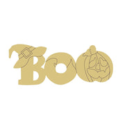 Design By Line MDF Cutout Boo With Pumpkin - Unfinished For DIY