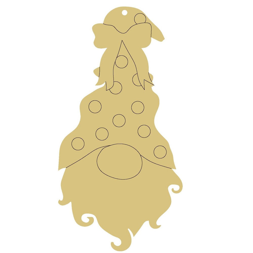 Design By Line Gnome MDF Cutout With Bow - Unfinished For DIY