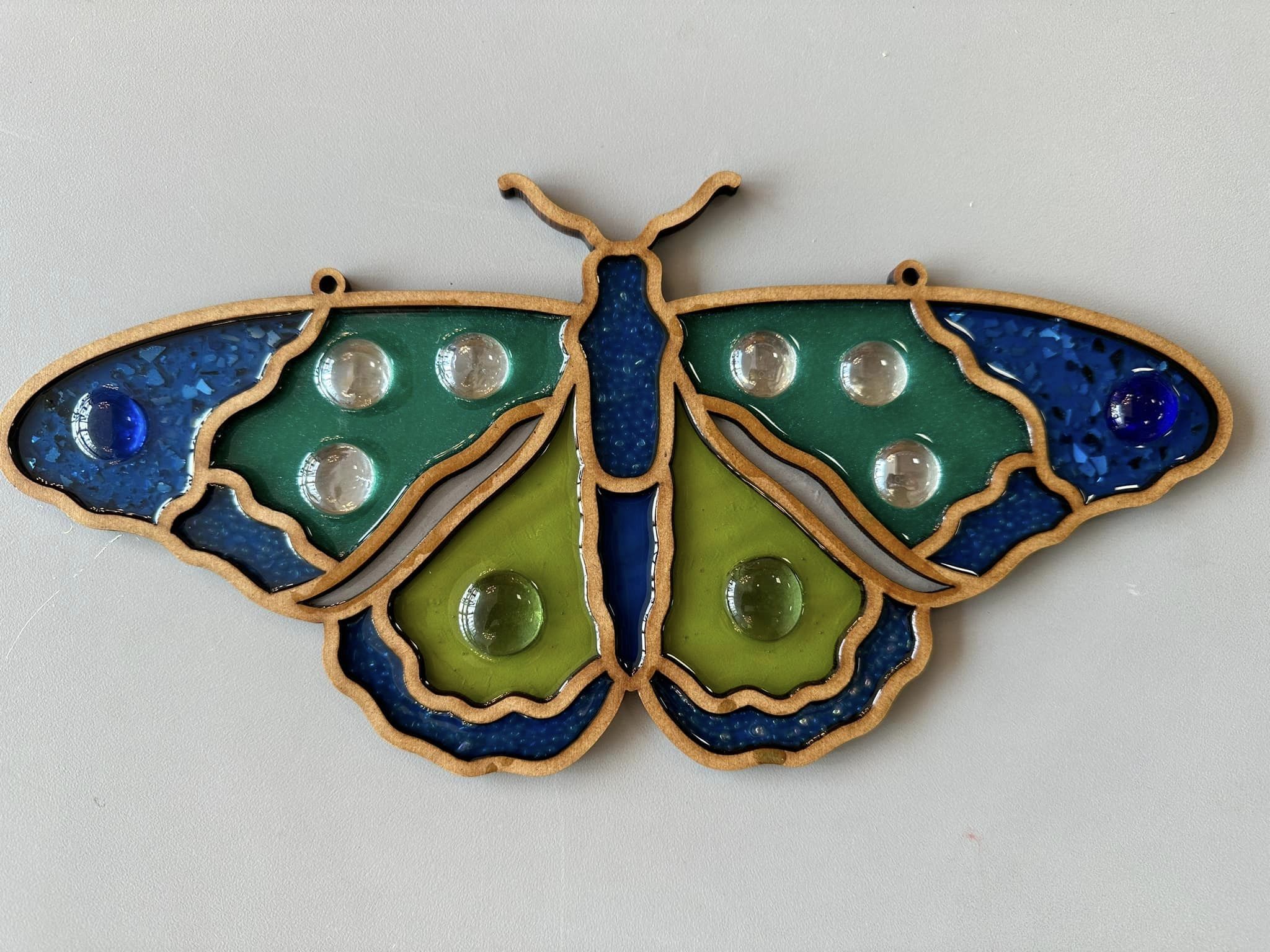 Faux Stained Glass Laser Cut MDF Cutout Butterfly Silhouette Style 10 - Unfinished For DIY