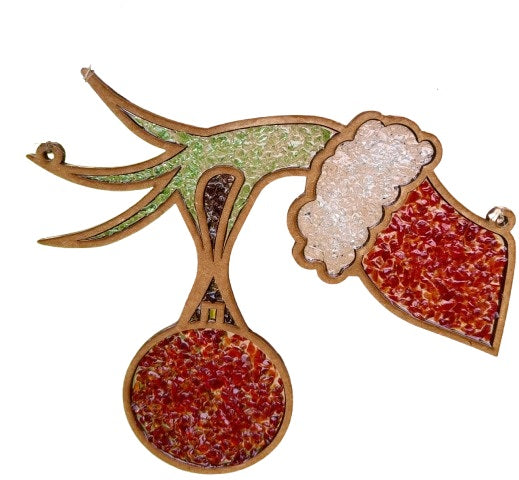 Faux Stained Glass Laser Cut MDF Cutout Round Reindeer Ornament - Unfinished For DIY