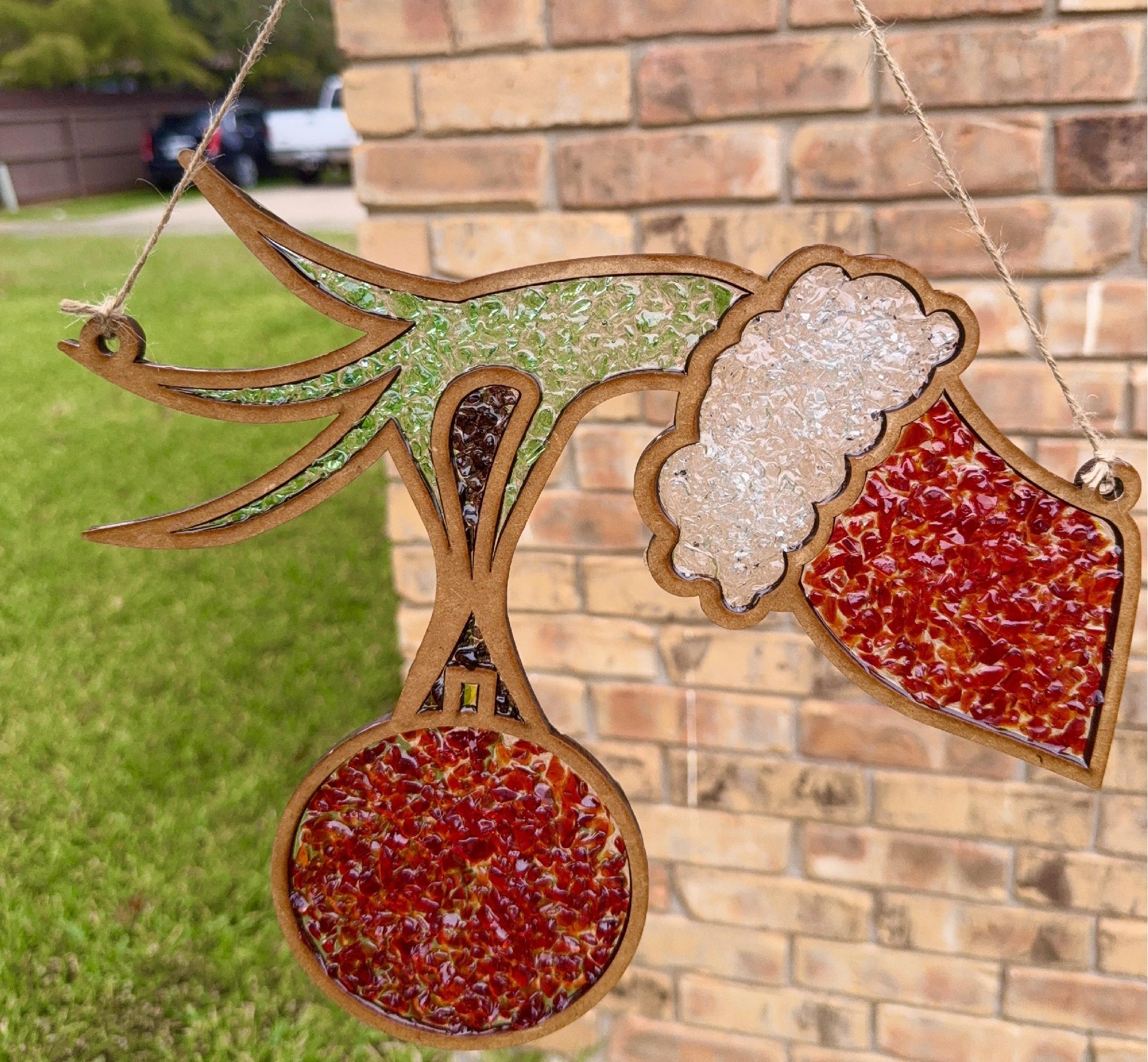 Faux Stained Glass Laser Cut MDF Cutout Round Reindeer Ornament - Unfinished For DIY