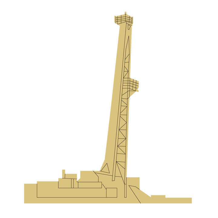 Design By Line Oil Rig MDF Cutout Silhouette - Unfinished For DIY