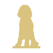 Basic Shape Golden Doodle MDF Cutout Silhouette On Base - Unfinished For DIY
