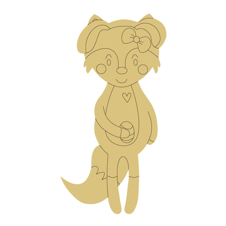 Easter Fox Design By Lines Unfinished Wood Cutout Style 1