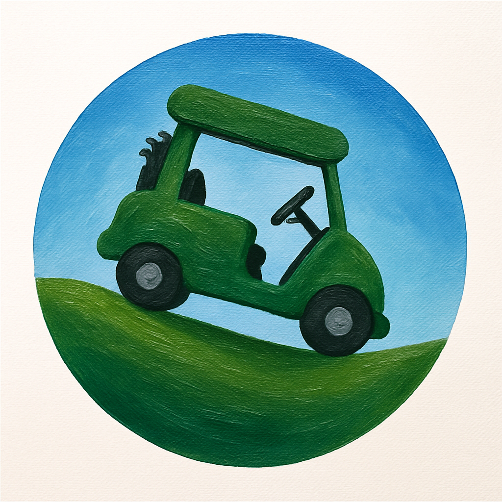 3D Circle Golf Cart Unfinished Wood Cutout Style 1 Art 1