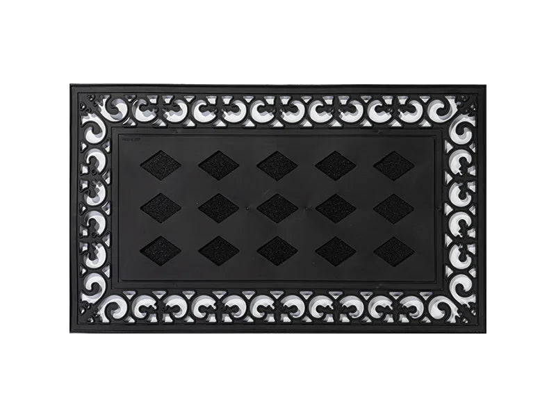 Print Shop Interchangeable MDF Cutout Door Mat With Ornate Scroll Border Diamond Inset