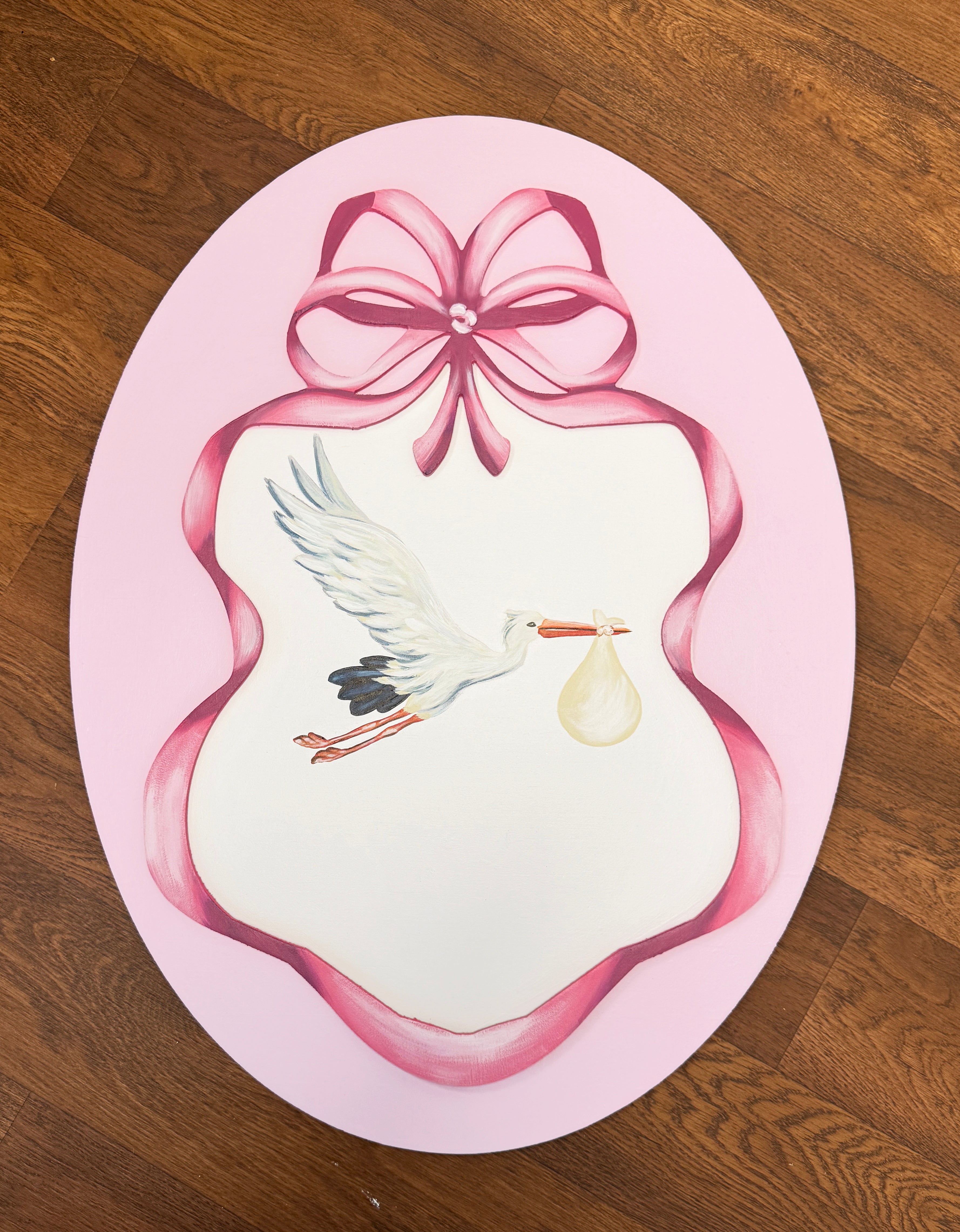 ASHLEY NICOLE DESIGNS PINK FLYING STORK PLAQUE