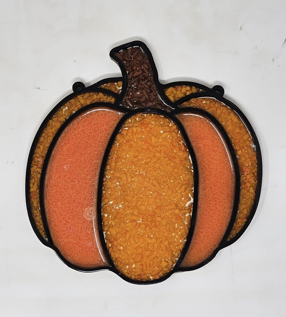 Pumpkin Unfinished Faux Stained-Glass Frame