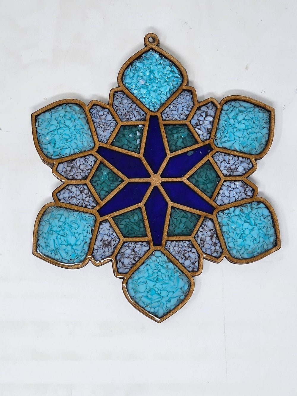 Faux Stained Glass Laser Cut MDF Cutout Snowflake Geometric Pattern - Unfinished For DIY