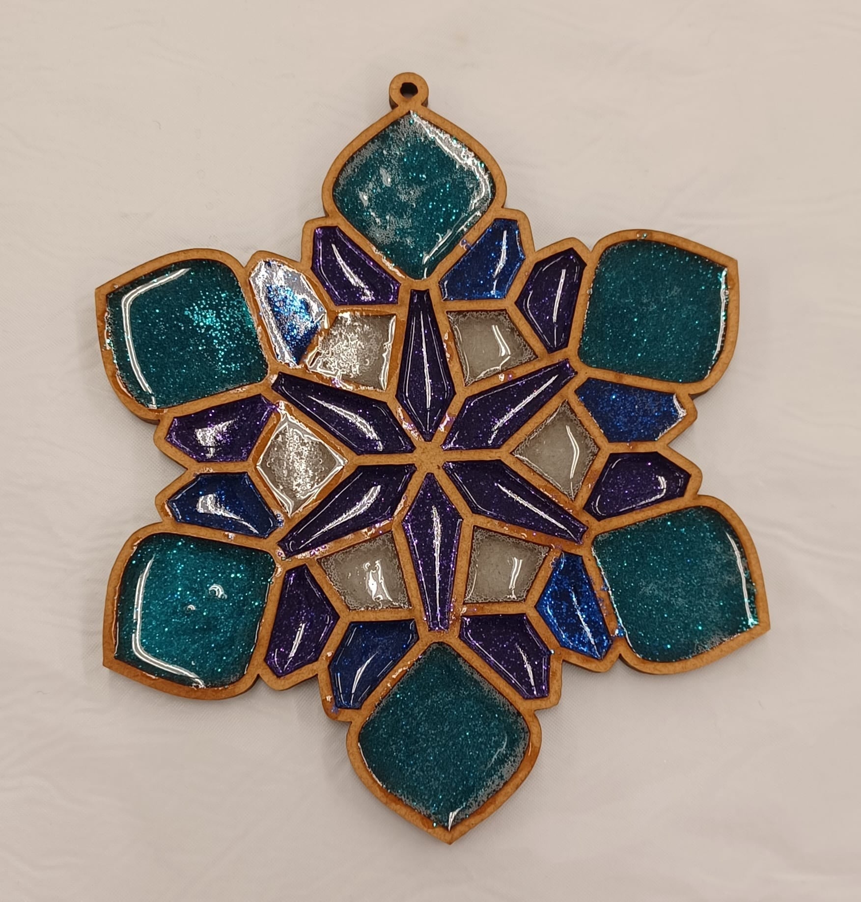 Faux Stained Glass Laser Cut MDF Cutout Snowflake Geometric Pattern - Unfinished For DIY