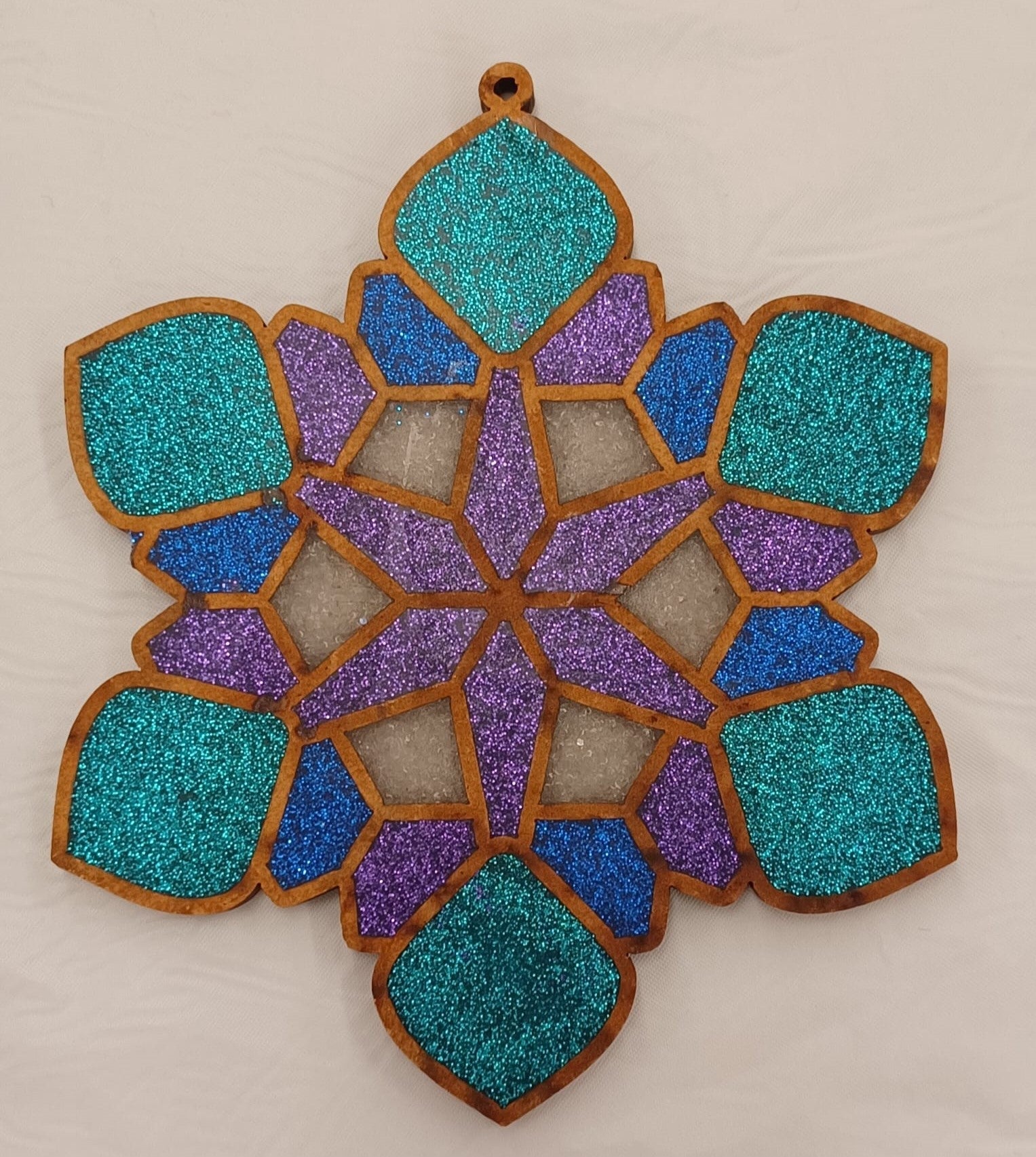 Faux Stained Glass Laser Cut MDF Cutout Snowflake Geometric Pattern - Unfinished For DIY