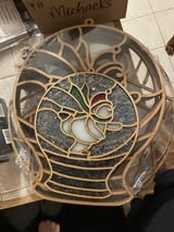 Faux Stained Glass Laser Cut MDF Cutout Snowman In Globe - Unfinished For DIY