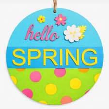 3D Round MDF Cutout Hello Spring Style 1 - Unfinished For DIY