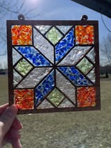 Faux Stained Glass Laser Cut Barn Quilt Square MDF Cutout Geometric Starburst Quilt Block - Unfinished For DIY