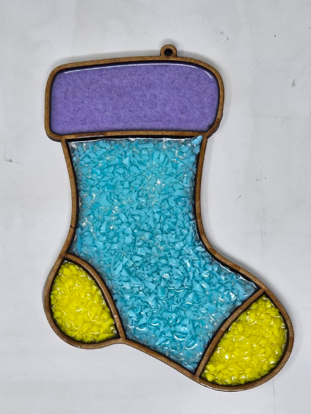 Faux Stained Glass Laser Cut Stocking MDF Cutout Outline - Unfinished For DIY