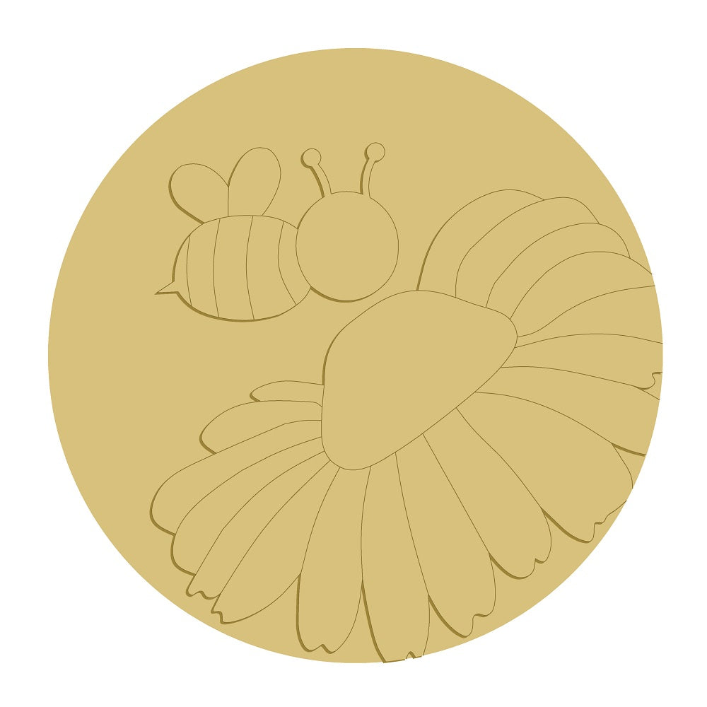 3D Bee Flower Unfinished Wood Cutout Style 2