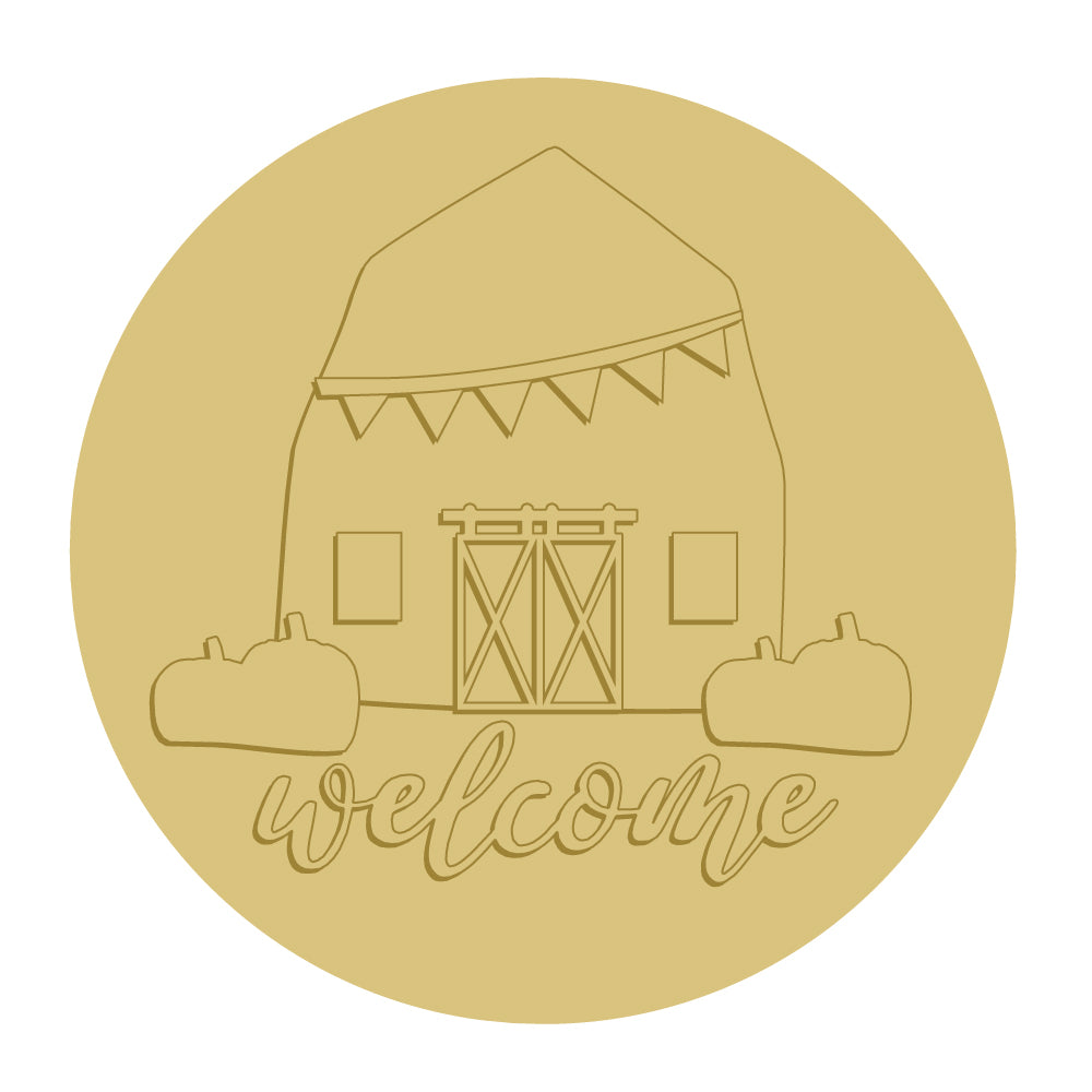 3D-CIRCLE-BARN UNFINISHED WOOD CUTOUT STYLE 2-A1