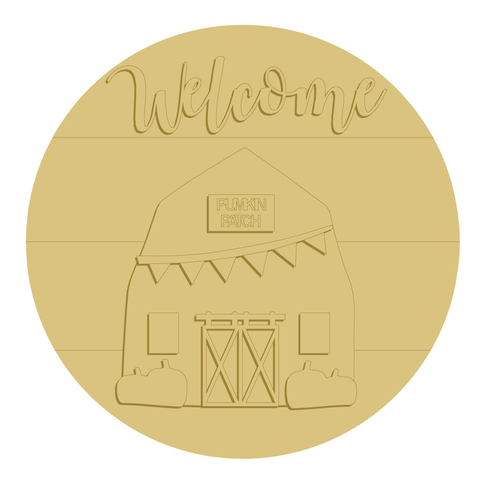3D-CIRCLE-BARN UNFINISHED WOOD CUTOUT STYLE 2-A2