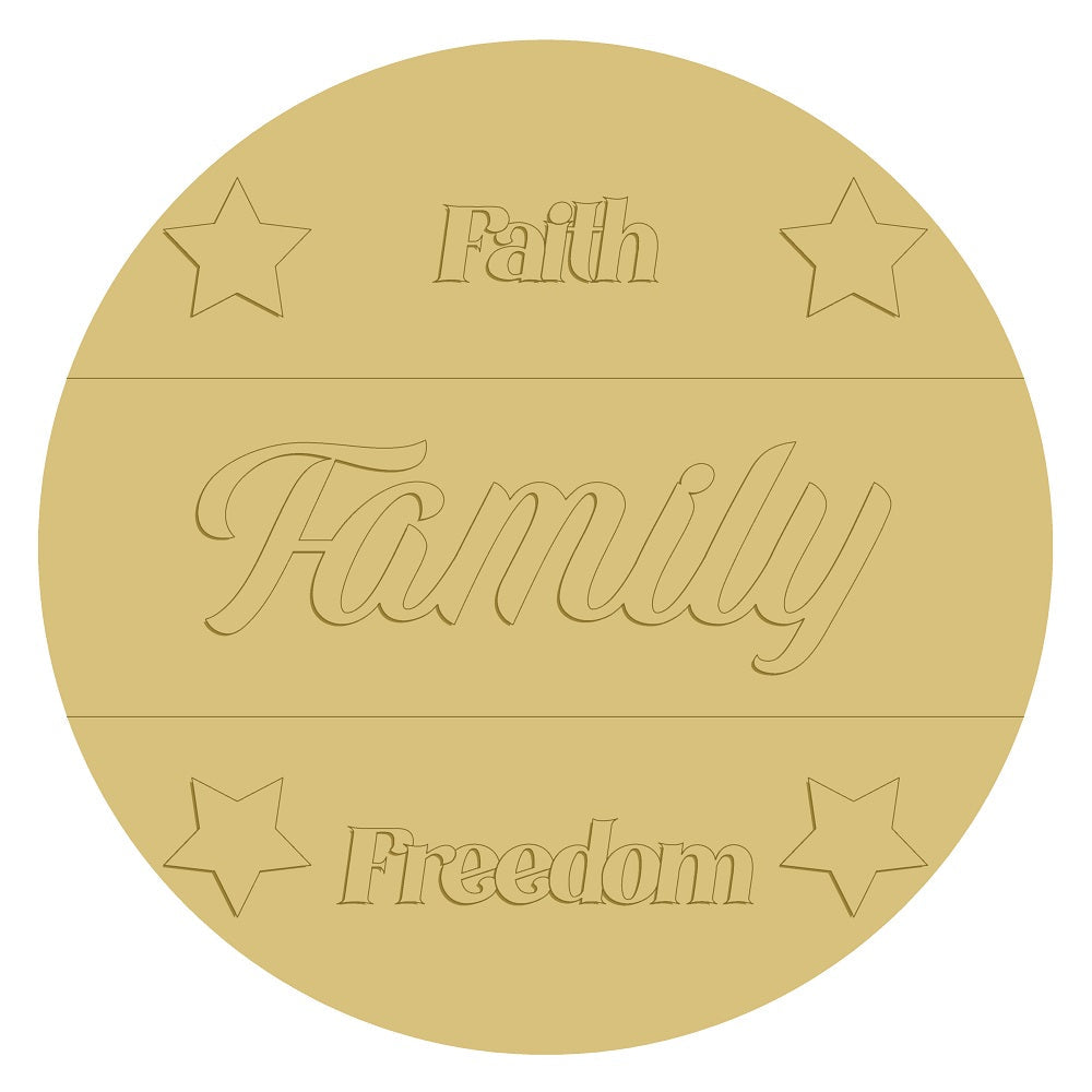 3D Faith Family Freedon Unfinished Wood Cutout Style 1