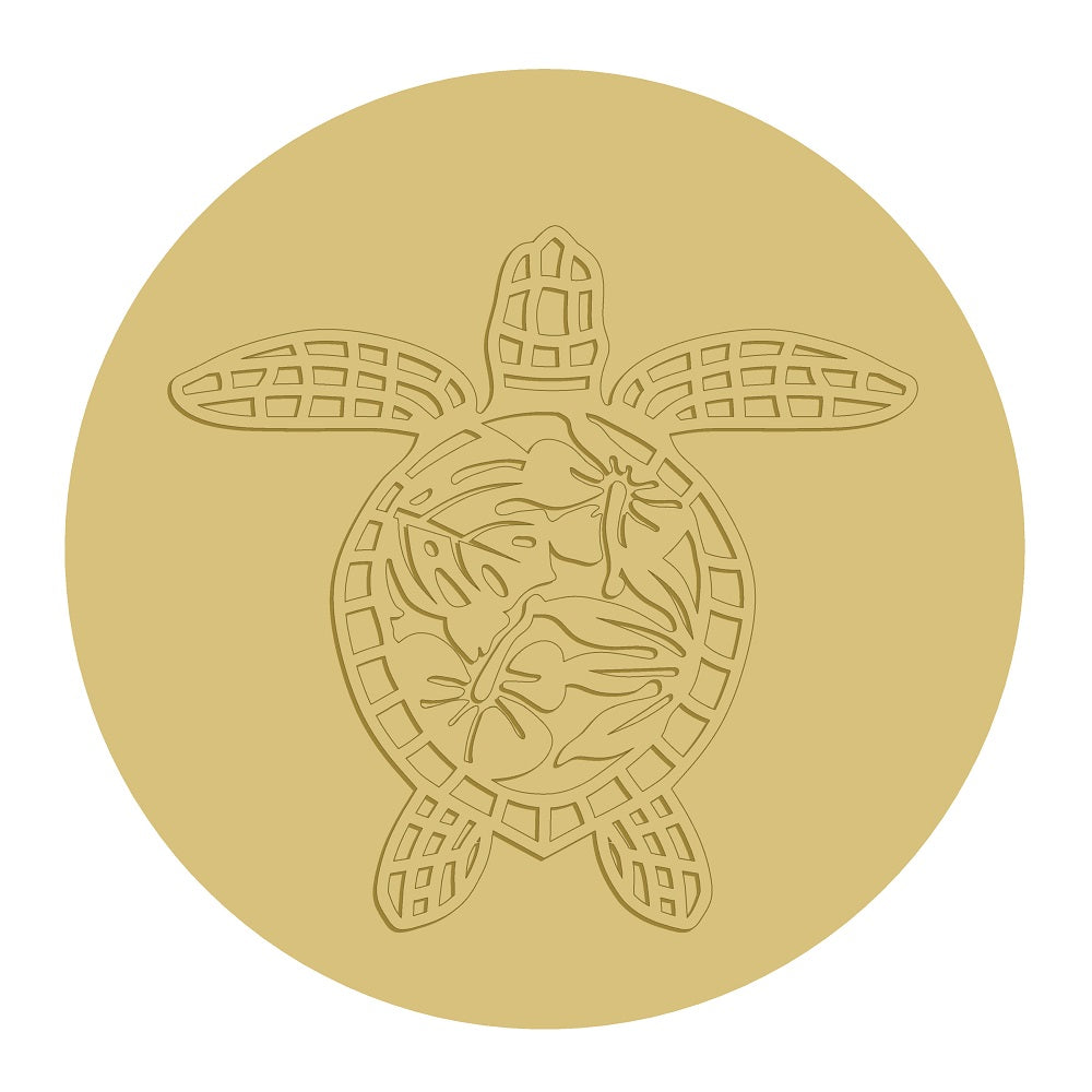 3D Turtle on Circle Unfinished Wood Cutout