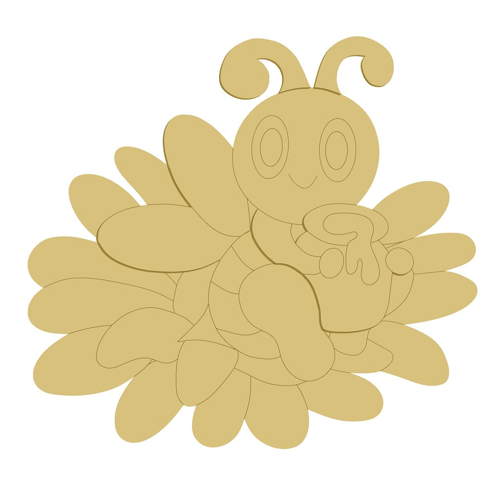 3D Bee Unfinished Wood Cutout Style 5