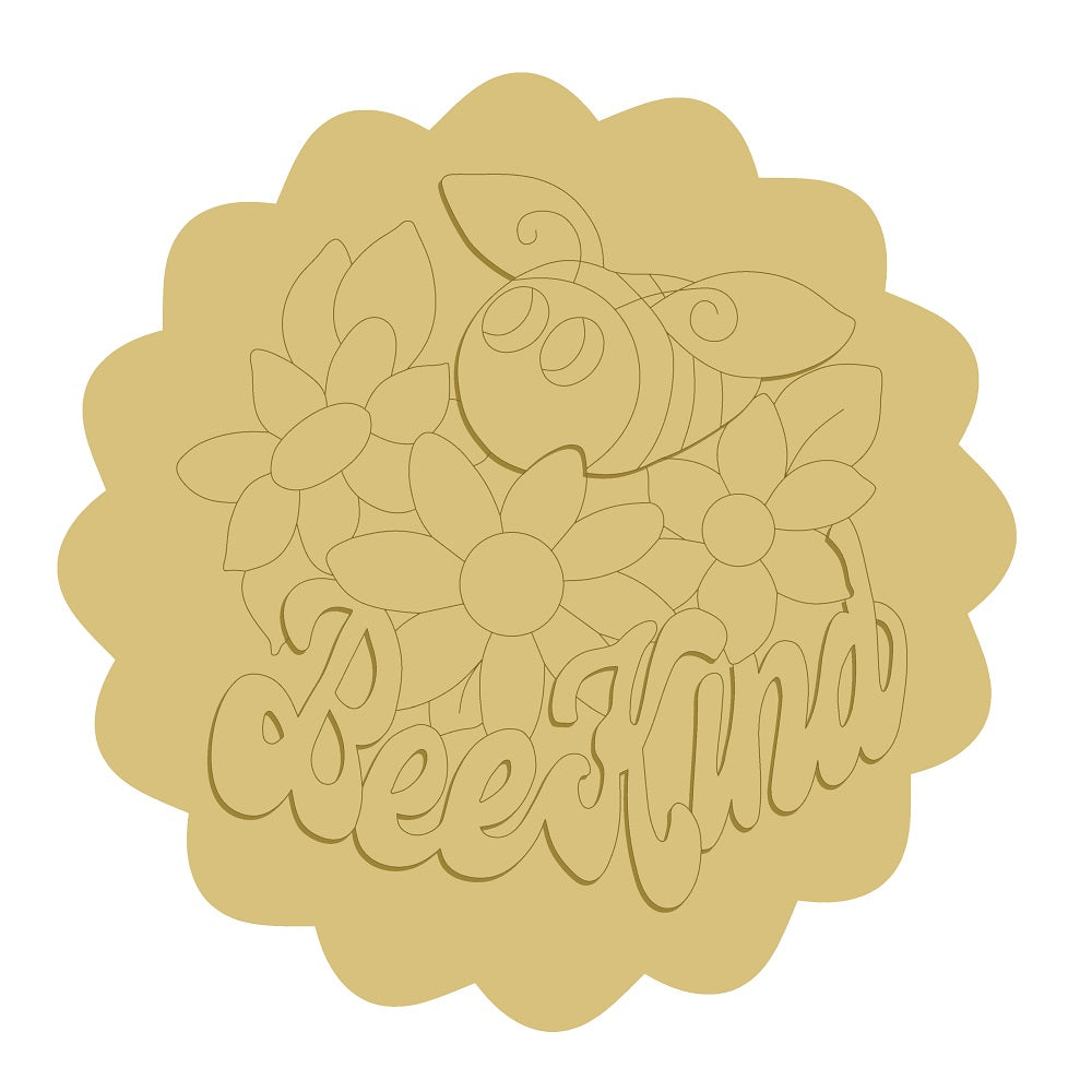 3D Bee Kind Unfinished Wood Cutout Style 3