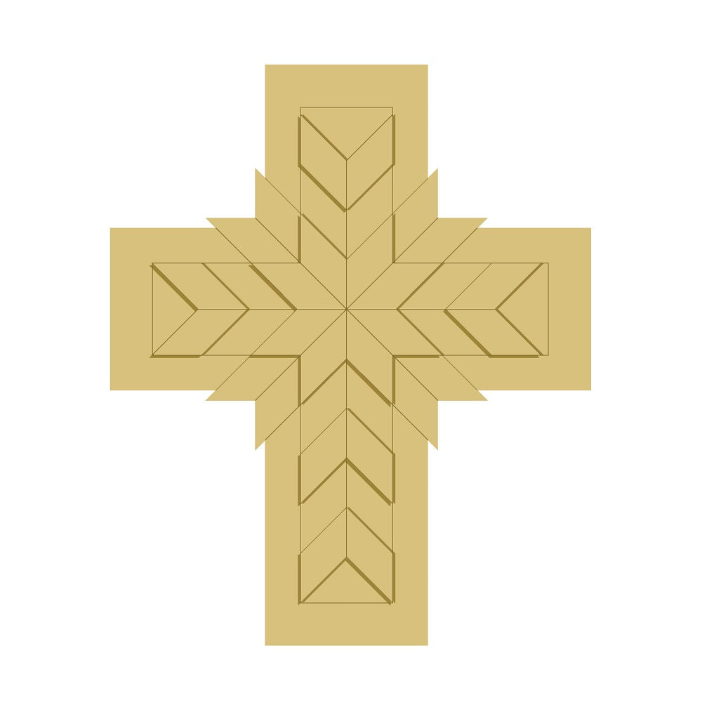 3D Barn Quilt Cross Unfinished Wood Cutout Style 1