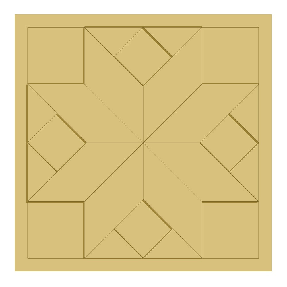 3D Barn Quilt Square Unfinished Wood Cutout Style 15